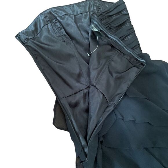 White House Black Market Women's Black Strapless Flutter Dress - Size 2 - Picture 7 of 7